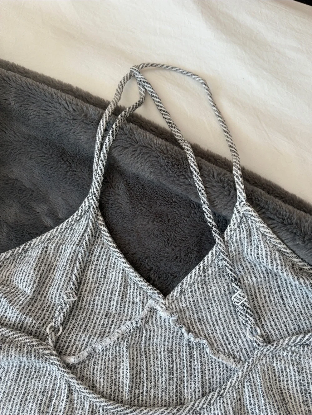 EUC aerie Gray Stripe Summer Dress Size M